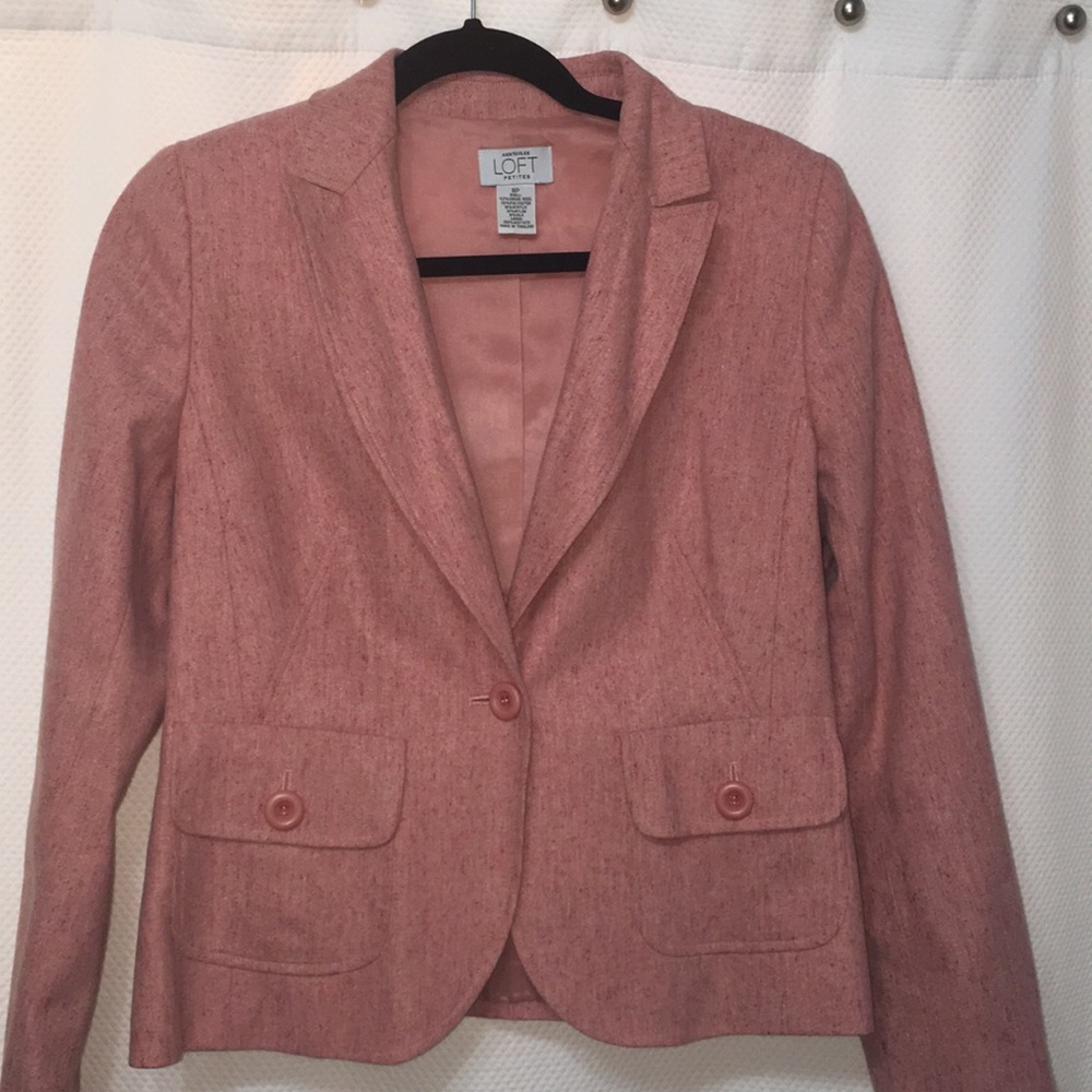 Ann Taylor Loft Petite Pink Wool Blazer Size 8P